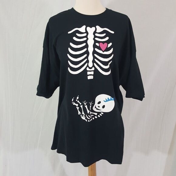 GILDAN Boy Baby Skeleton Pregnancy Graphic T-Shirt xxl Halloween - Picture 3 of 7